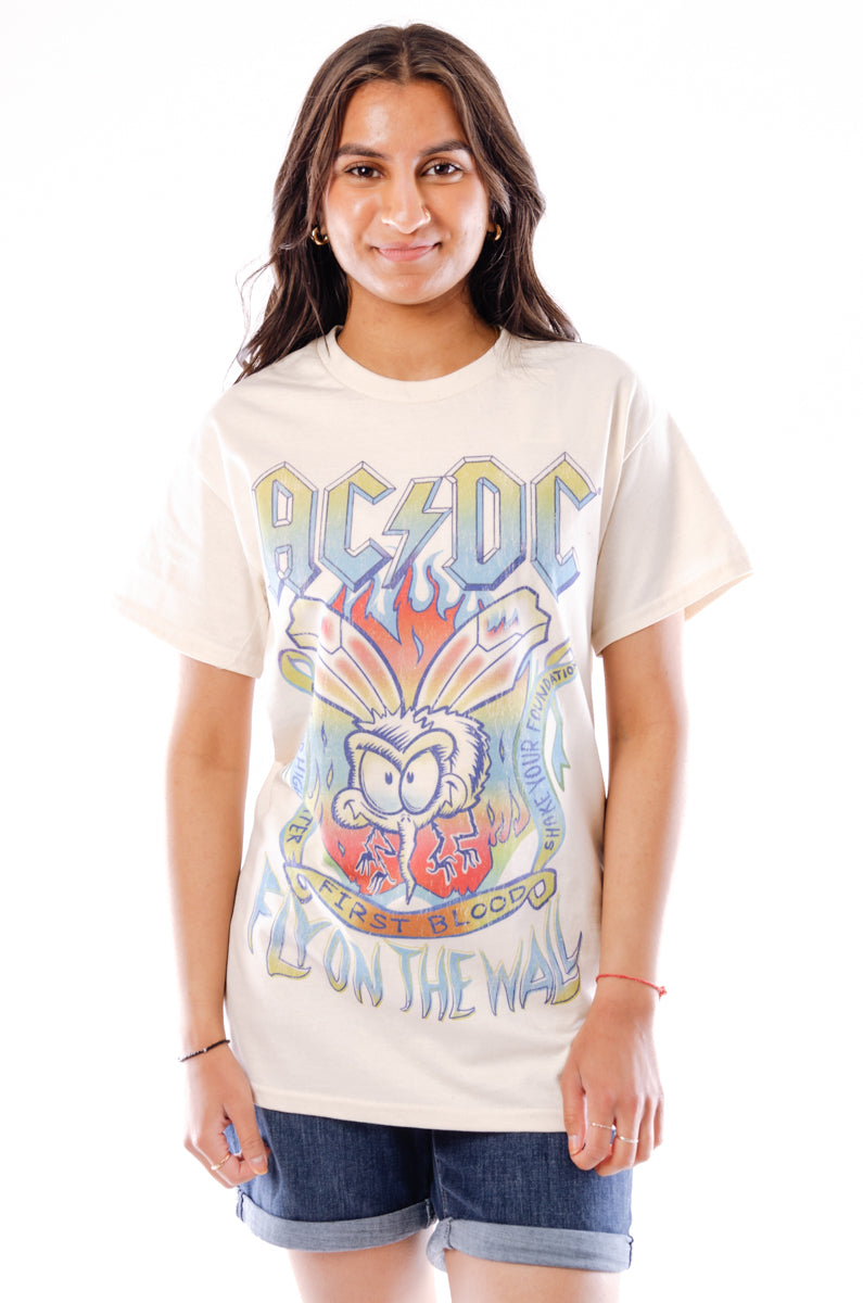 Unisex AC/DC Fly On The Wall Tee - NAT