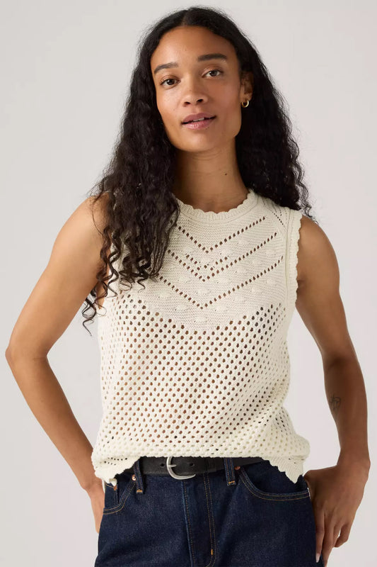 Adrienne Crochet Tank - WHT