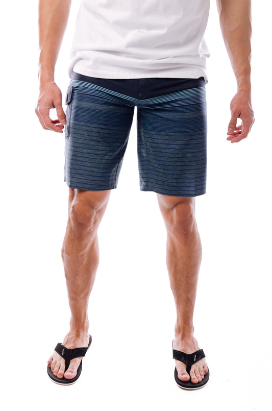 All Day Heather Stripe Shorts - NVY