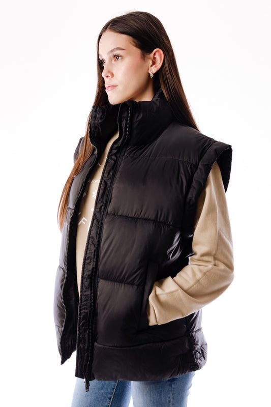 Ash Quilted Boxy Vest - BLK