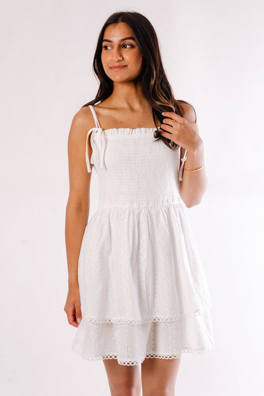 Aurora Eyelet Mini Dress - IVR
