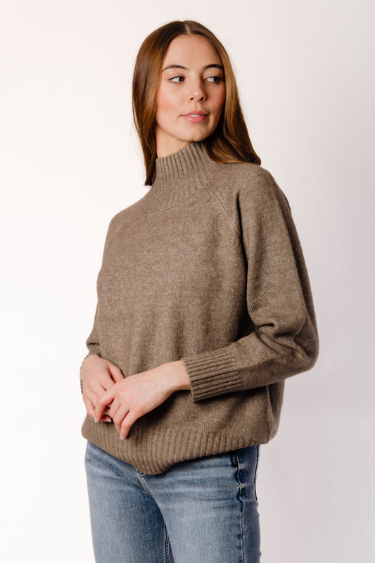 Autumn Mock Neck Sweater - BRN