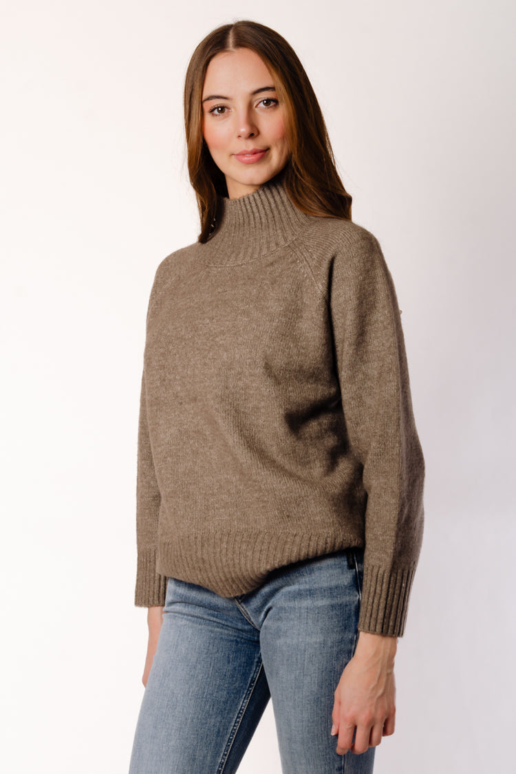 Autumn Mock Neck Sweater - BRN