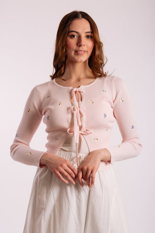 Baby Breath Embroidered Crop Top - PNK