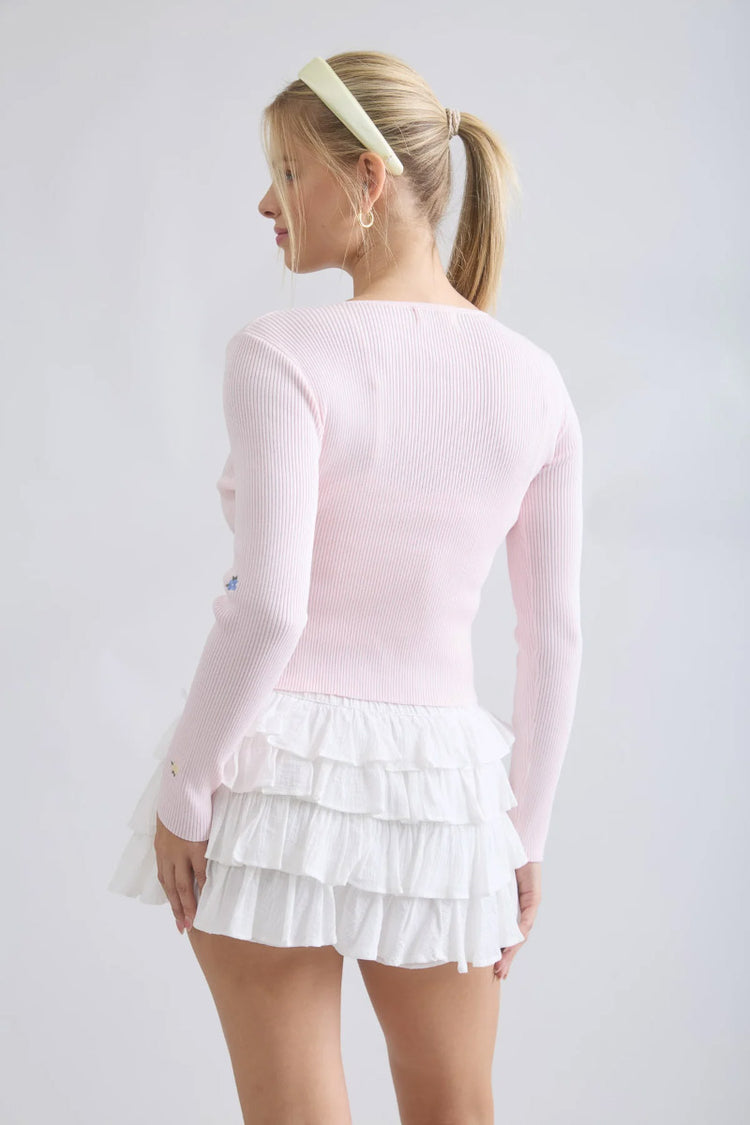 Baby Breath Embroidered Crop Top - PNK