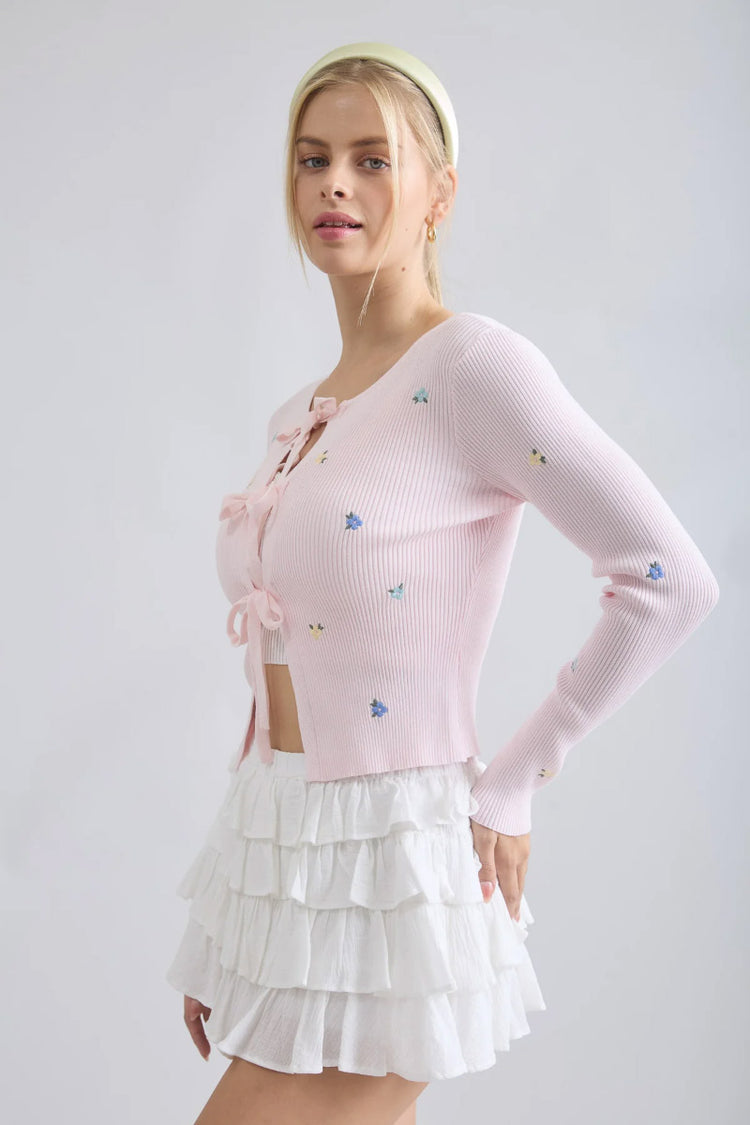 Baby Breath Embroidered Crop Top - PNK