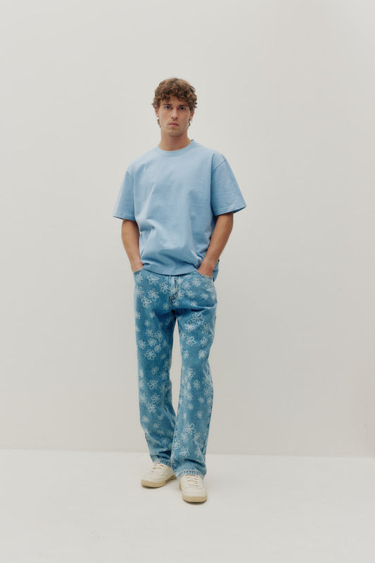 Baggy Floral Denim Jeans - FLW