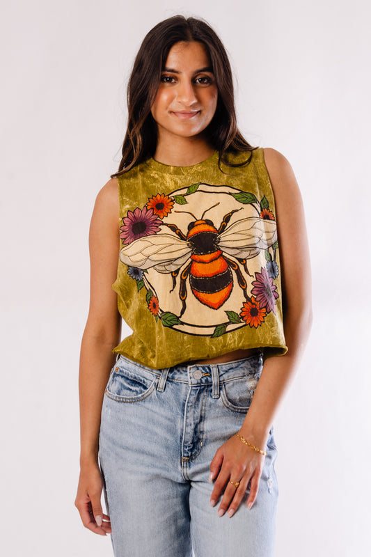 Bees & Flowers Crop Tank - BEE