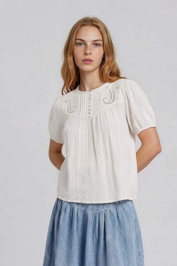 Eyelet Linen Blouse - NAT