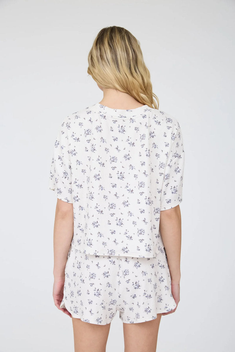 Floral Boxy Ribbed Henley - IVR