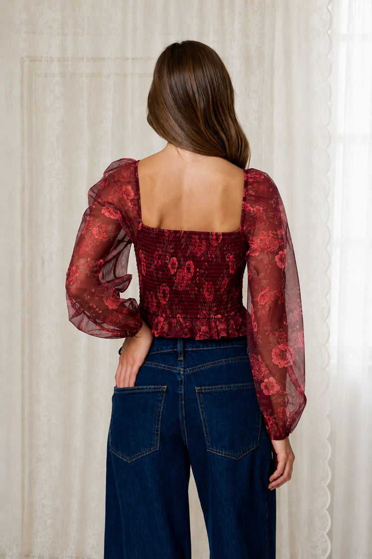 Floral Chiffon Blouse - BUR