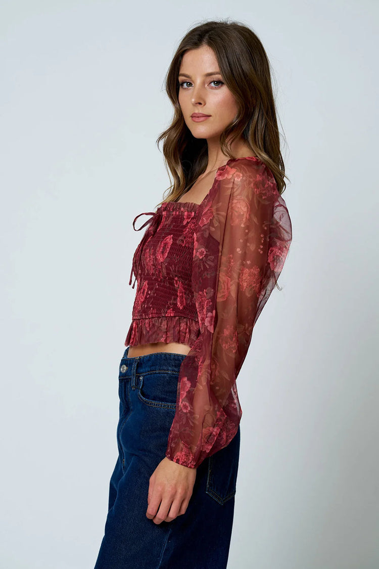 Floral Chiffon Blouse - BUR