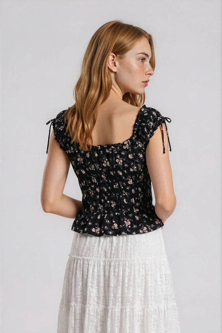 Floral Corset Top - BLK