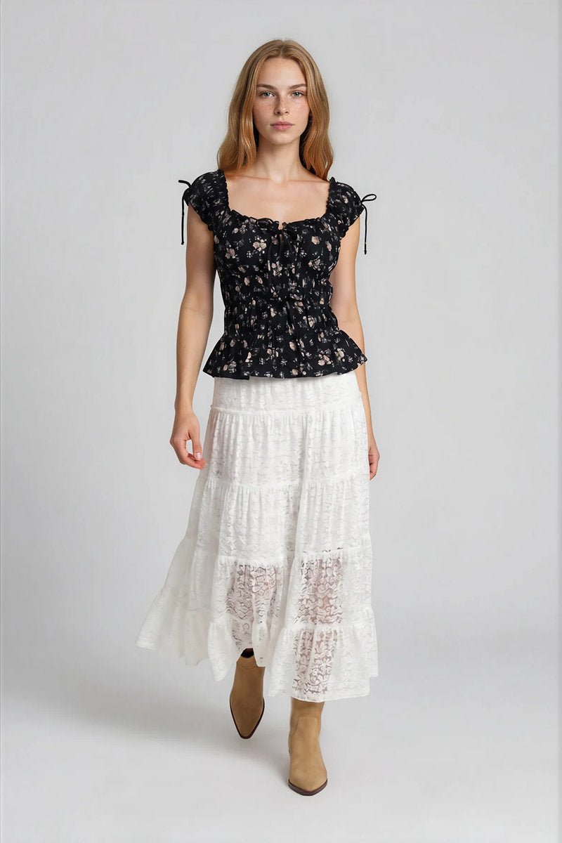 Floral Corset Top - BLK