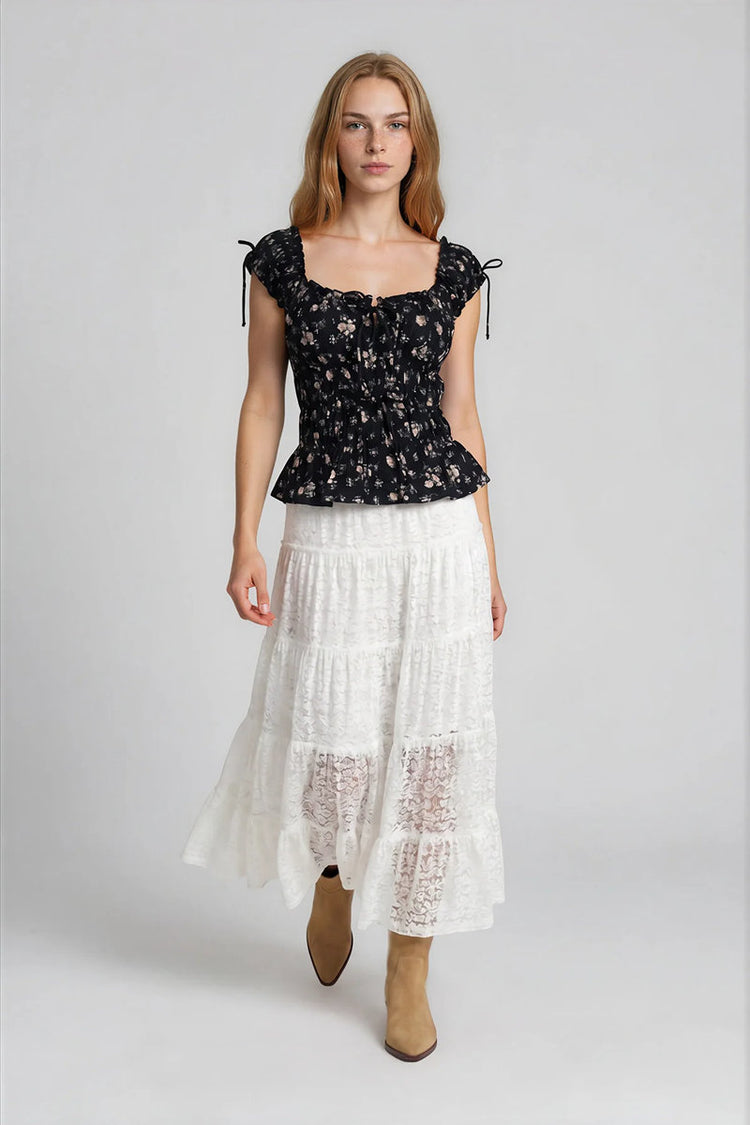 Floral Corset Top - BLK