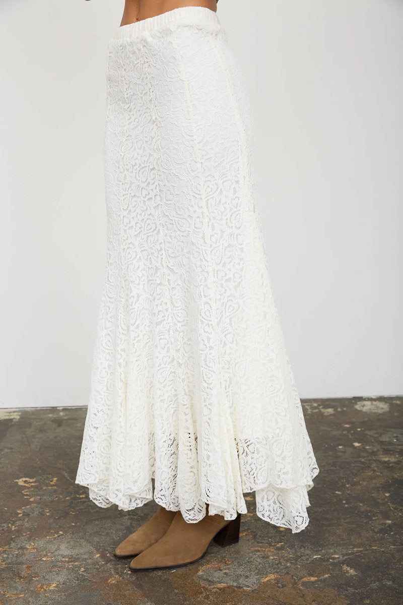 Lace Godet Midi Skirt - CRM