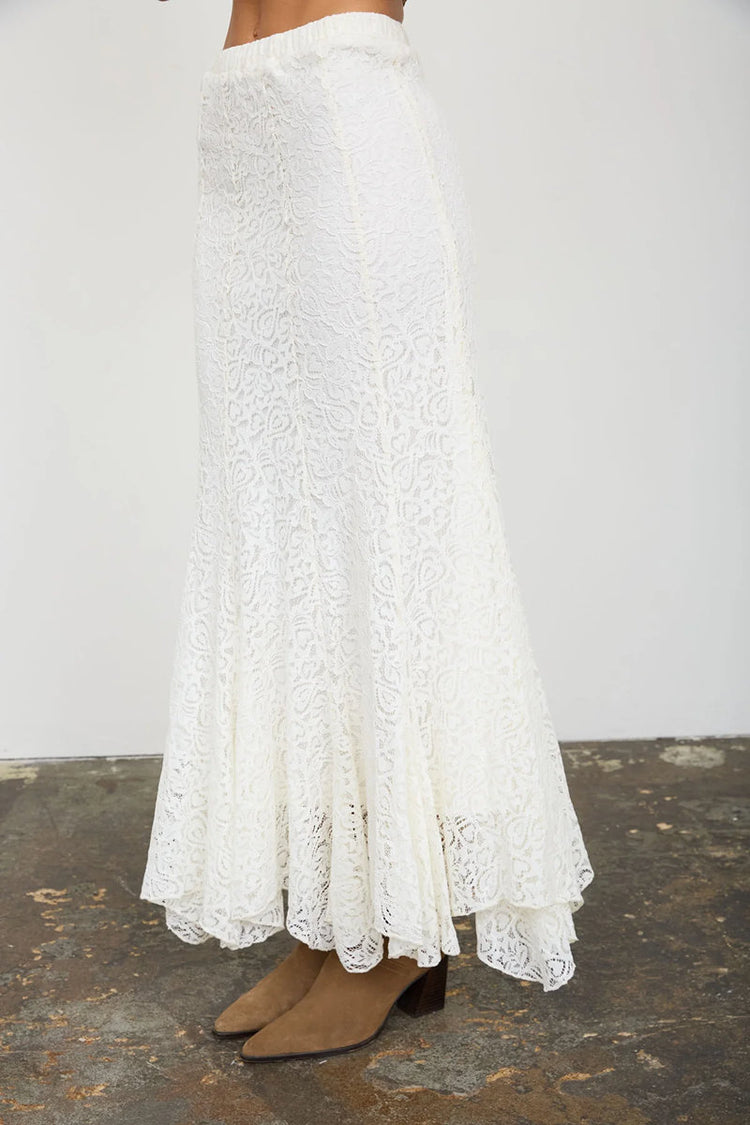 Lace Godet Midi Skirt - CRM