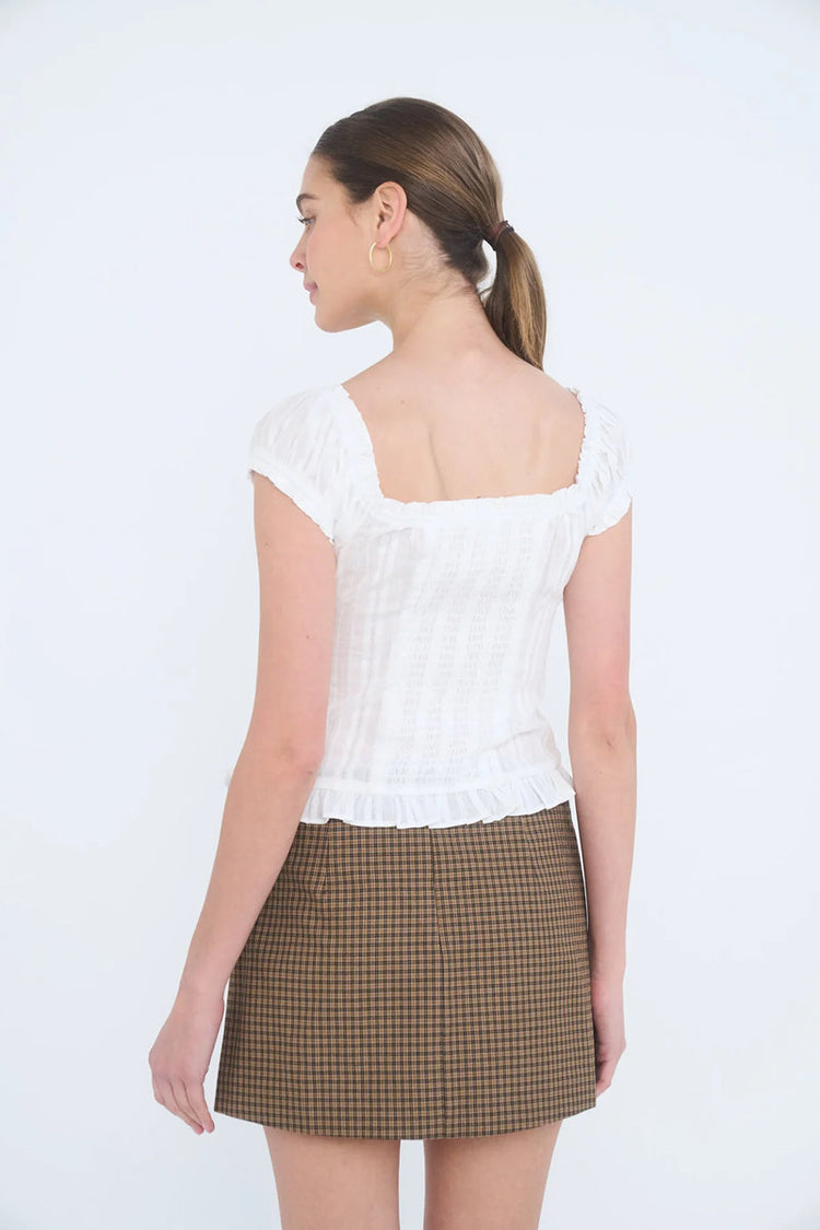 Striped Button-up Corset Top - White