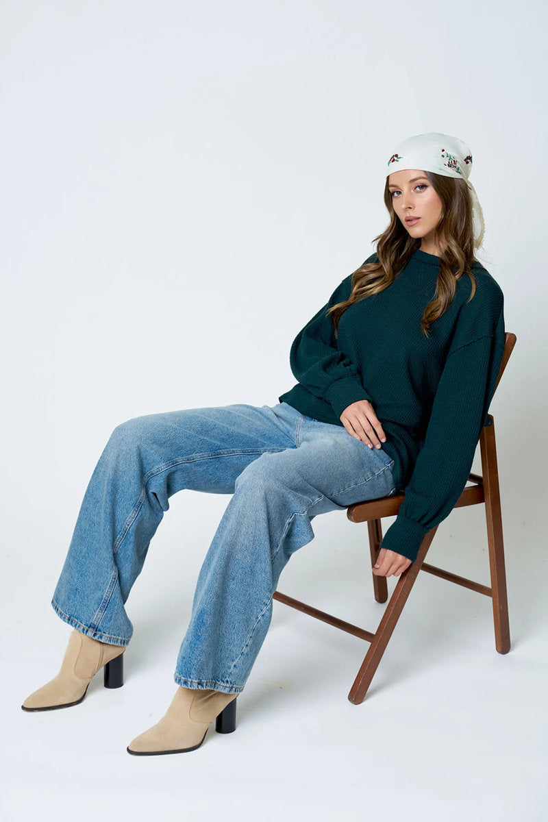 Textured Exposed Seam Top - HUN