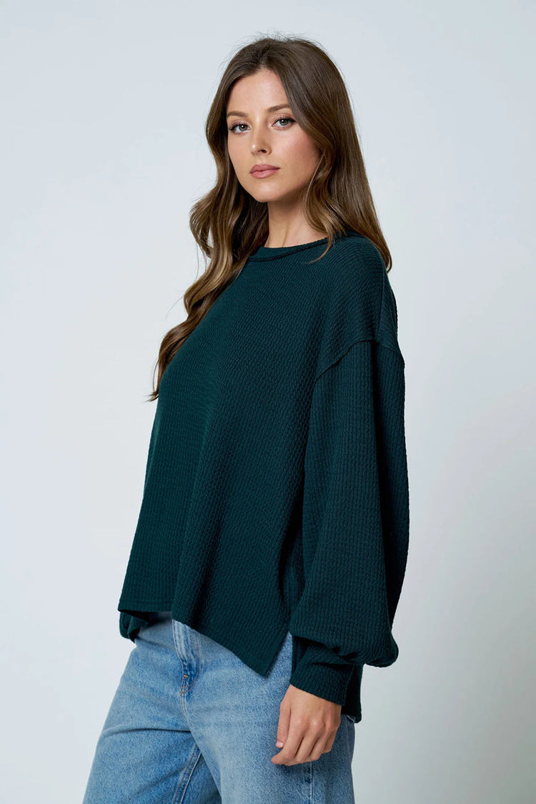 Textured Exposed Seam Top - HUN