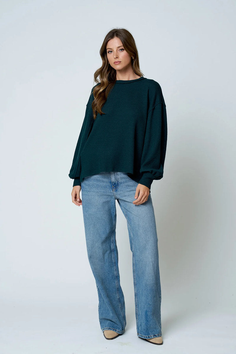 Textured Exposed Seam Top - HUN