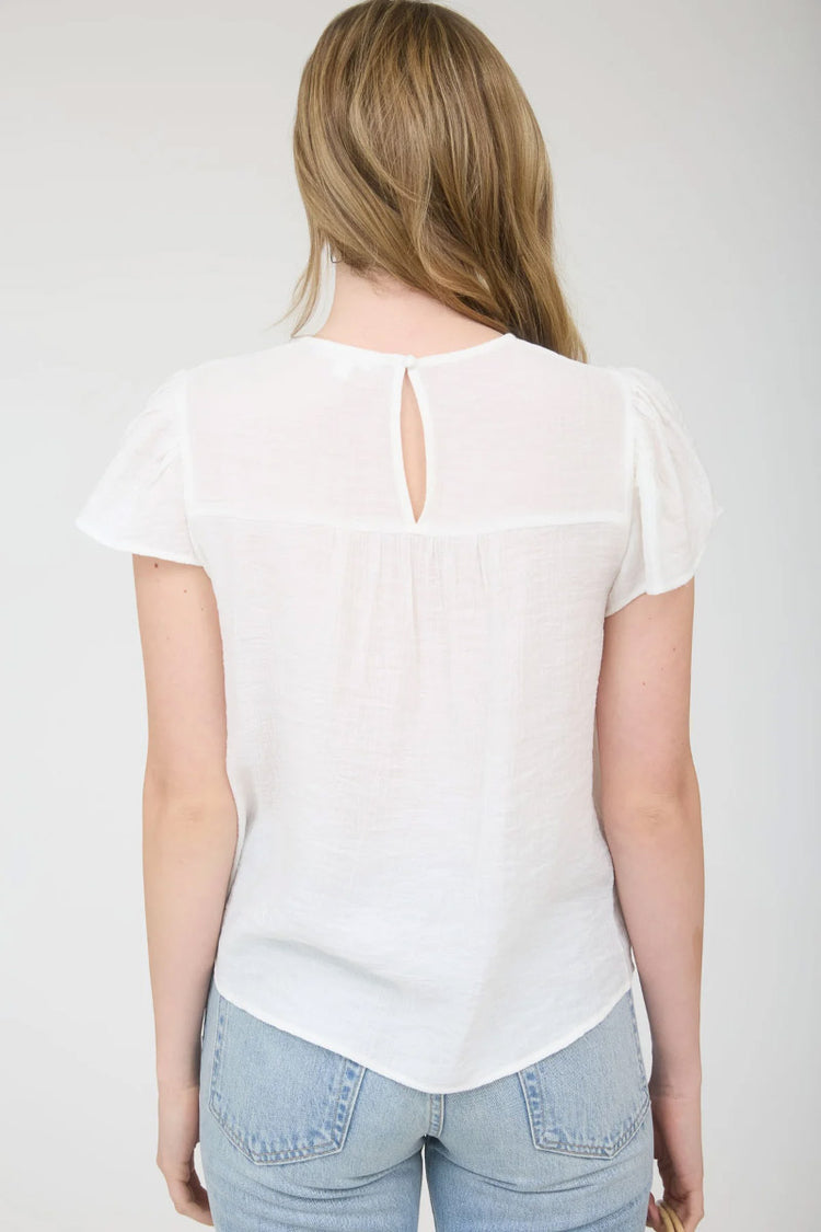 Blue Orchid Embroidered Top - WHT