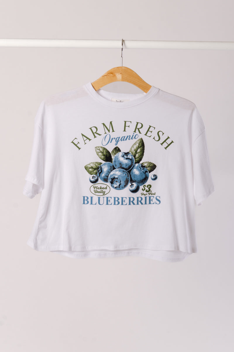 Blueberries Crop Tee - WHT