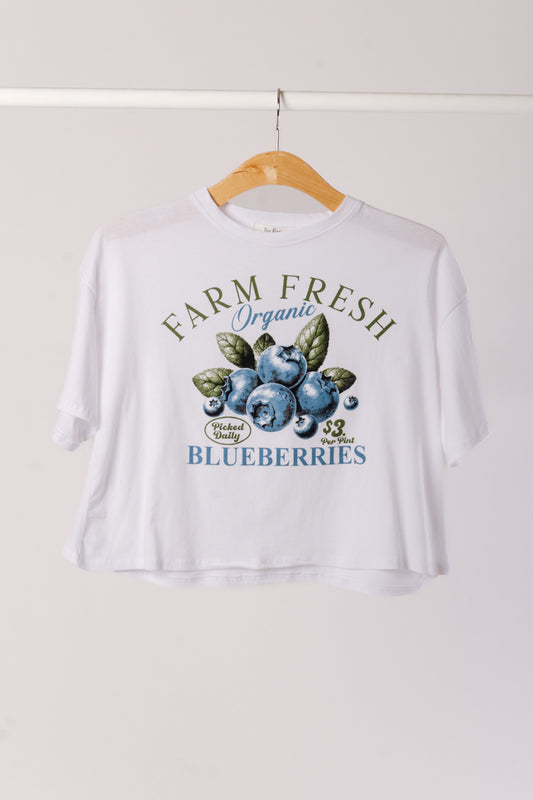 Blueberries Crop Tee - WHT