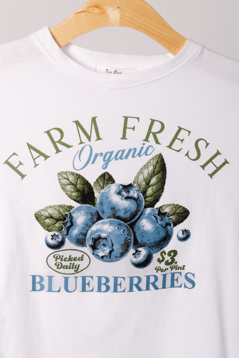 Blueberries Crop Tee - WHT
