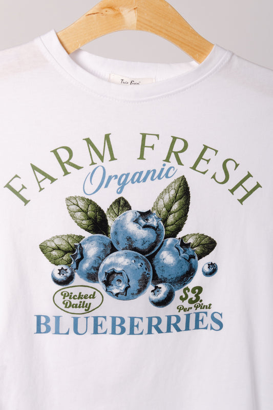 Blueberries Crop Tee - WHT