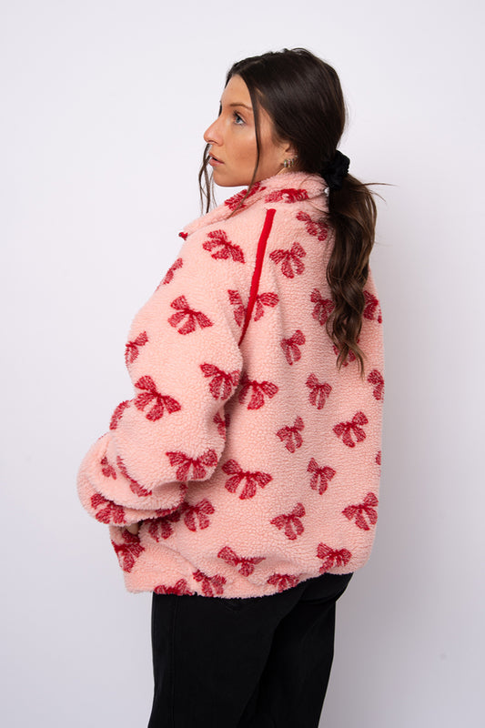 Bow Sherpa Jacket - PNK