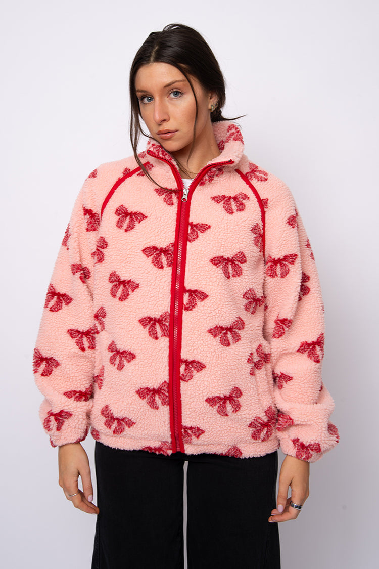 Bow Sherpa Jacket - PNK