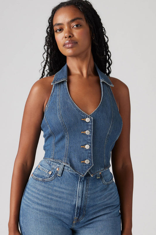 Bria Denim Halter Top - COR