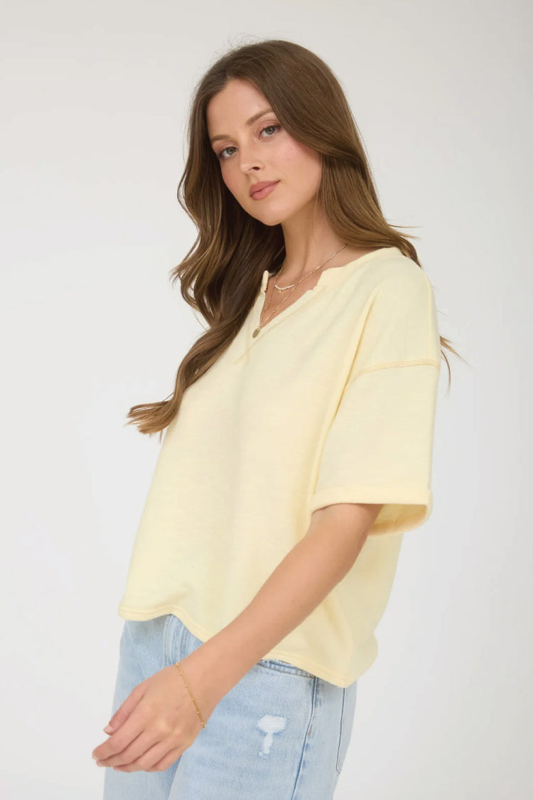 ButterSoft Contrast Stitch Tee - YEL