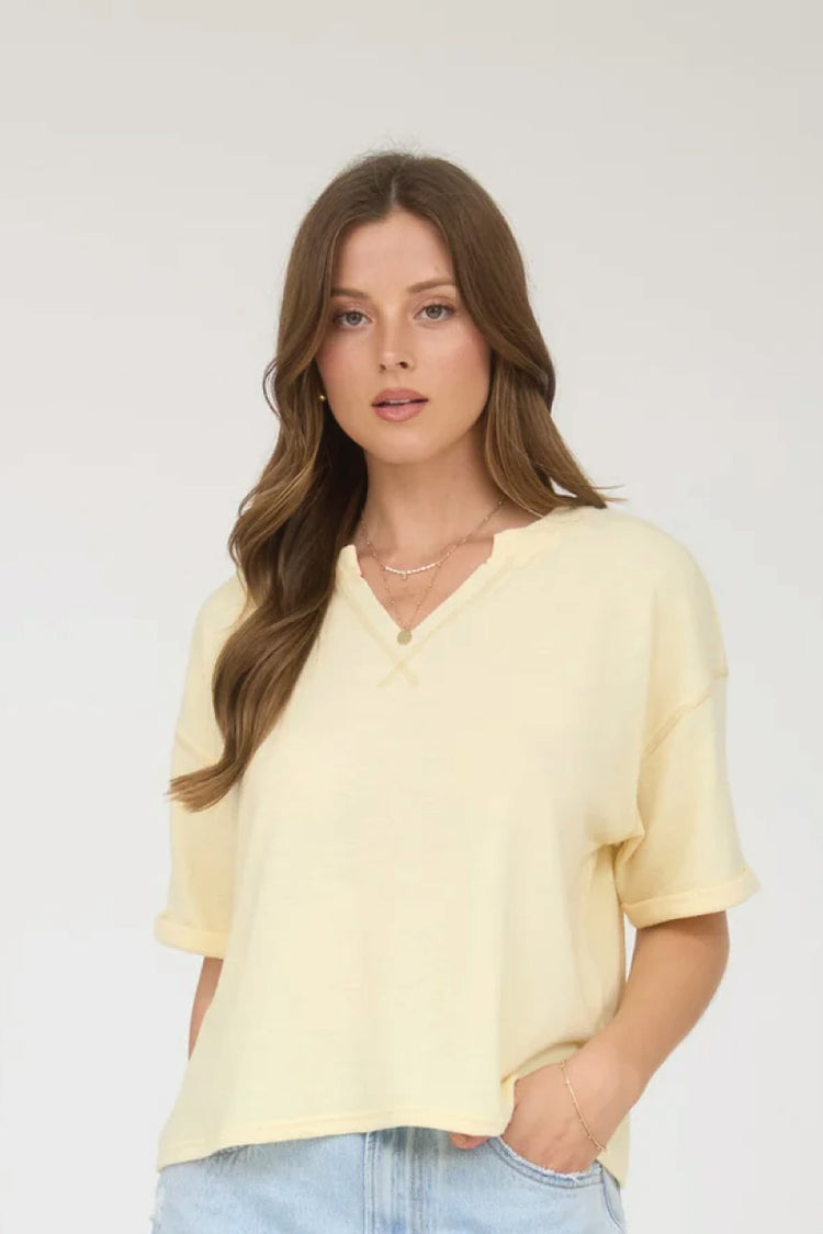 ButterSoft Contrast Stitch Tee - YEL