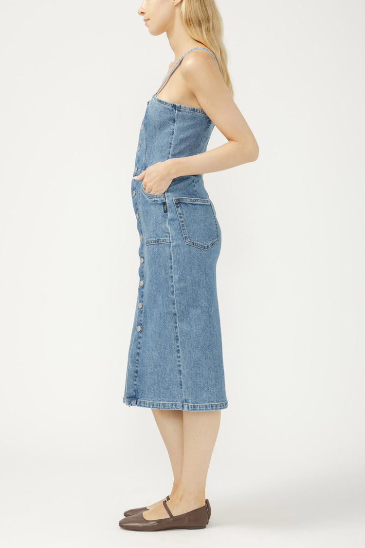 Button-Front Denim Midi Dress - COC