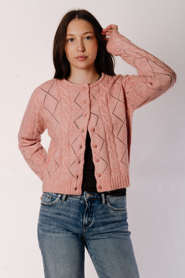 Cable Cardigan - PNK