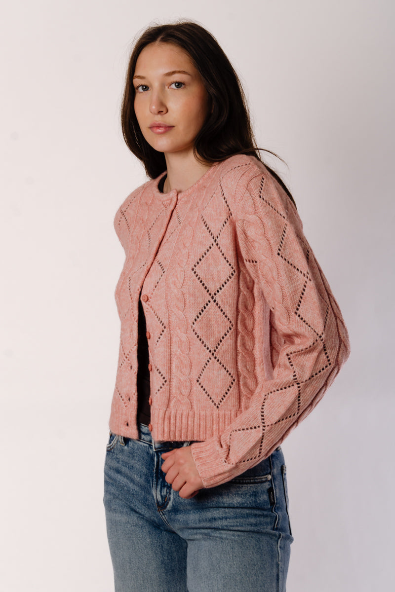Cable Cardigan - PNK