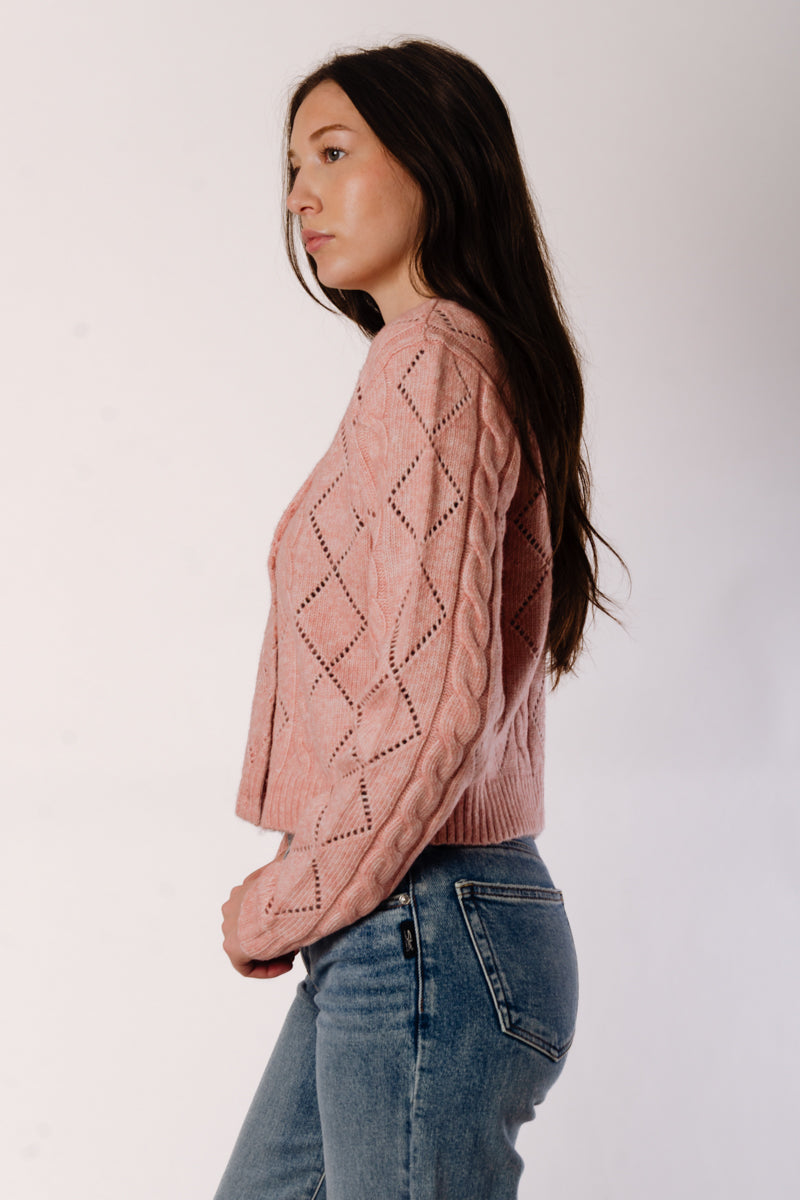 Cable Cardigan - PNK