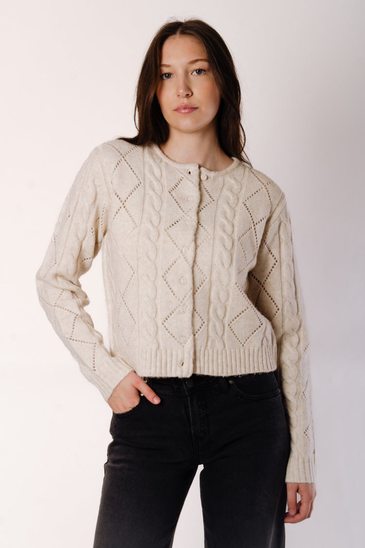 Cable Cardigan - WHT