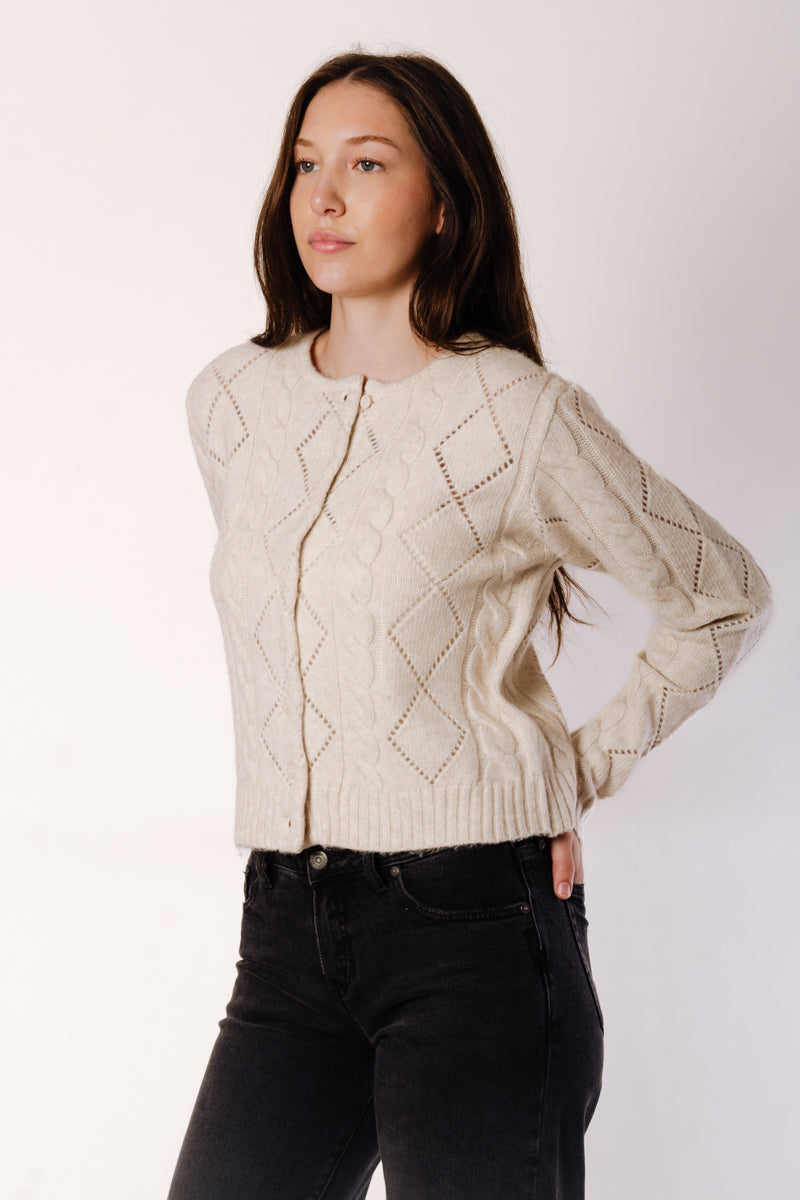 Cable Cardigan - WHT