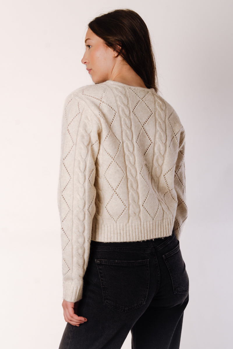 Cable Cardigan - WHT