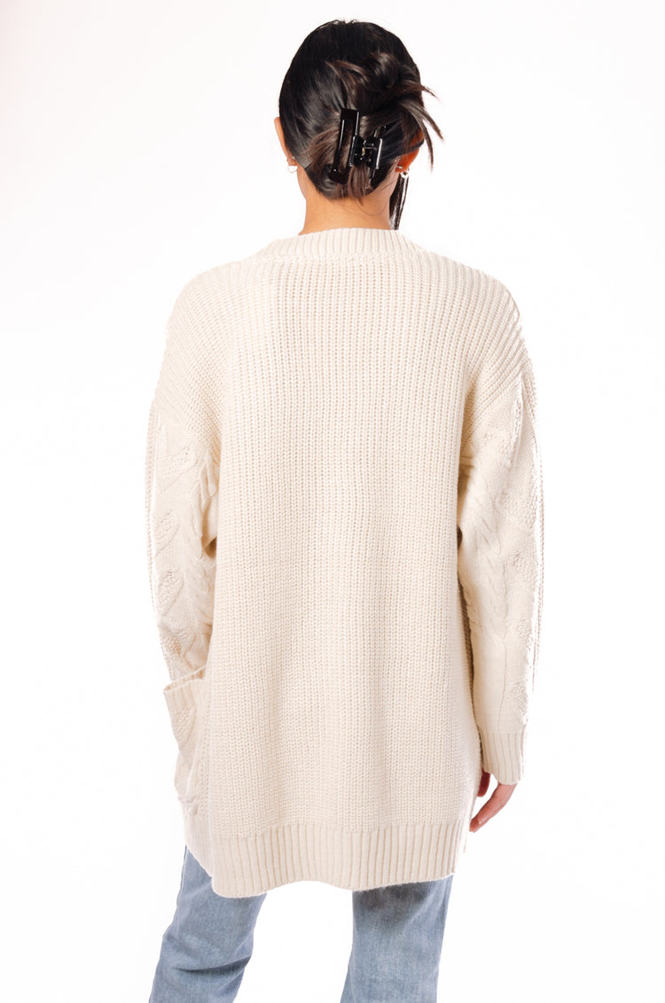 Cable Heart Cardigan - WHT