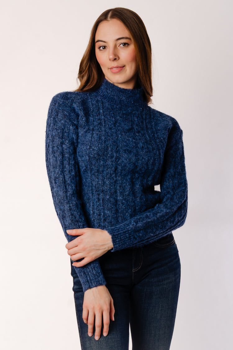 Erin Long Sleeve Turtle Neck Sweater - BLU