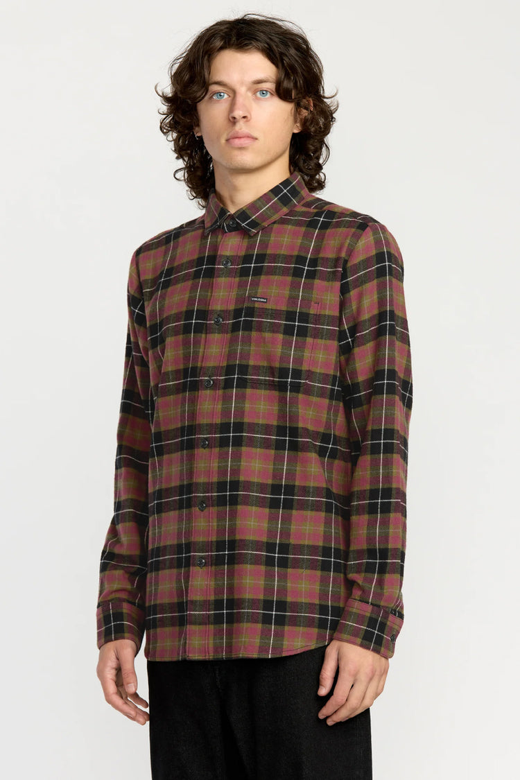 Caden Plaid Long Sleeve Shirt - BLK