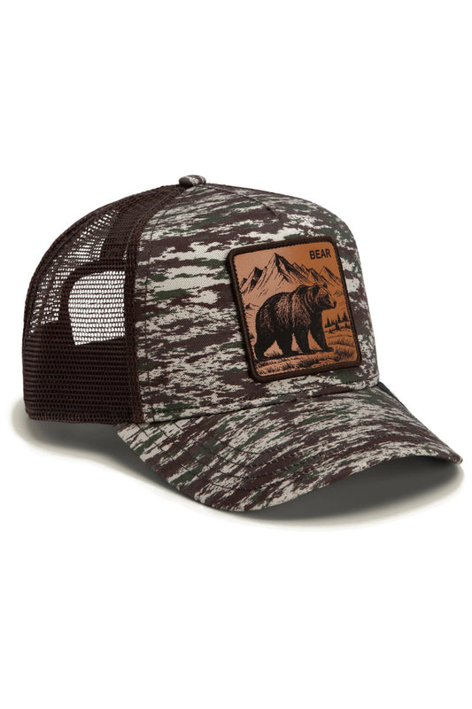 Camo Engraved Bear Trucker Hat - CAM
