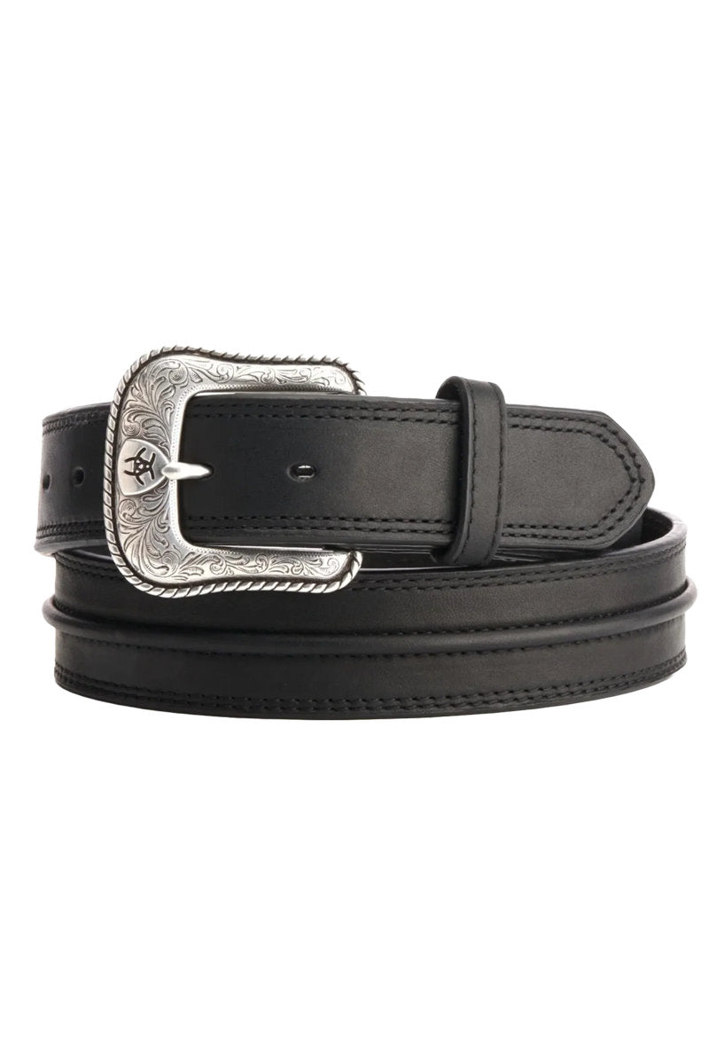 Center Bump Leather Belt - BLK
