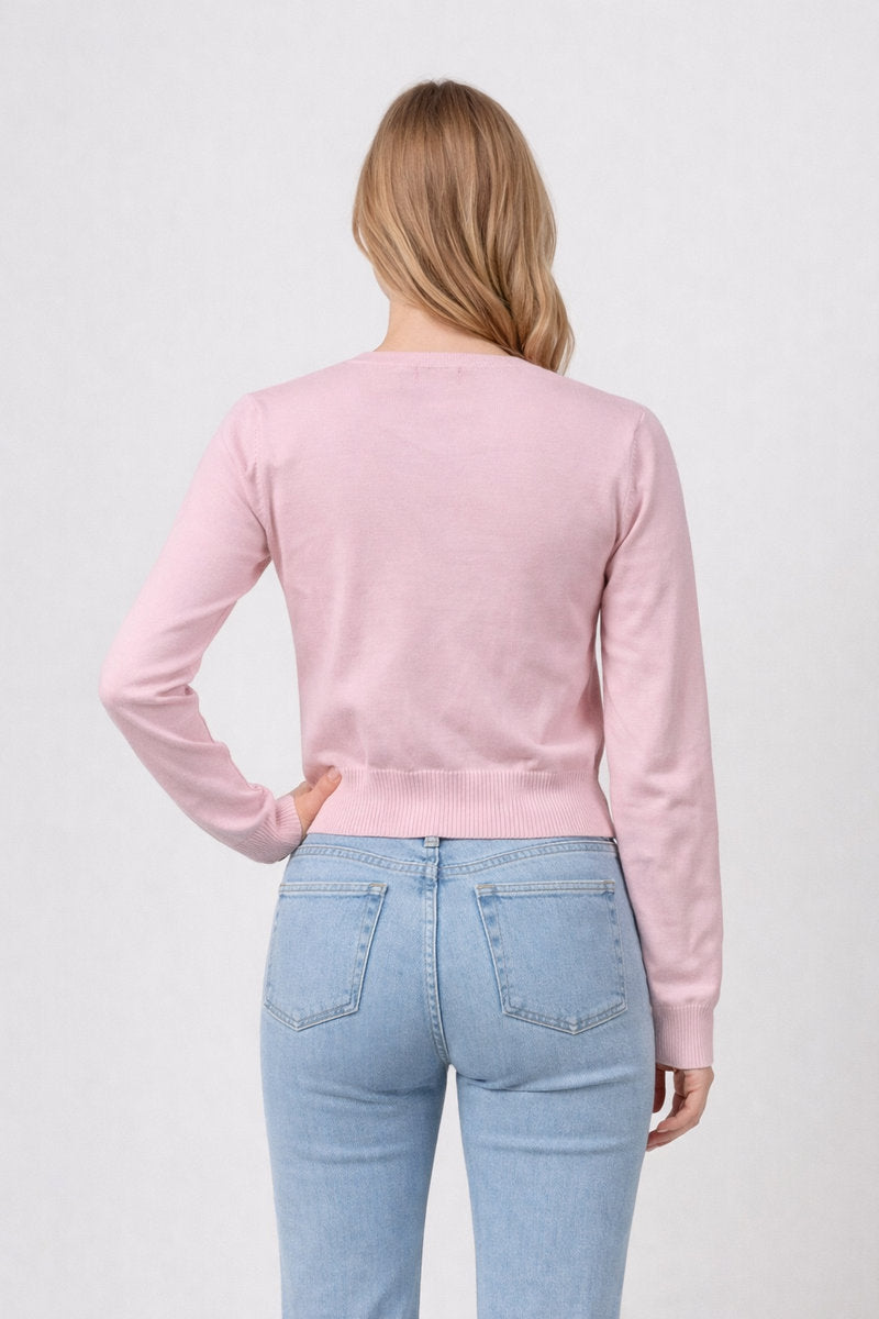 Cherry Button Cardi - PNK