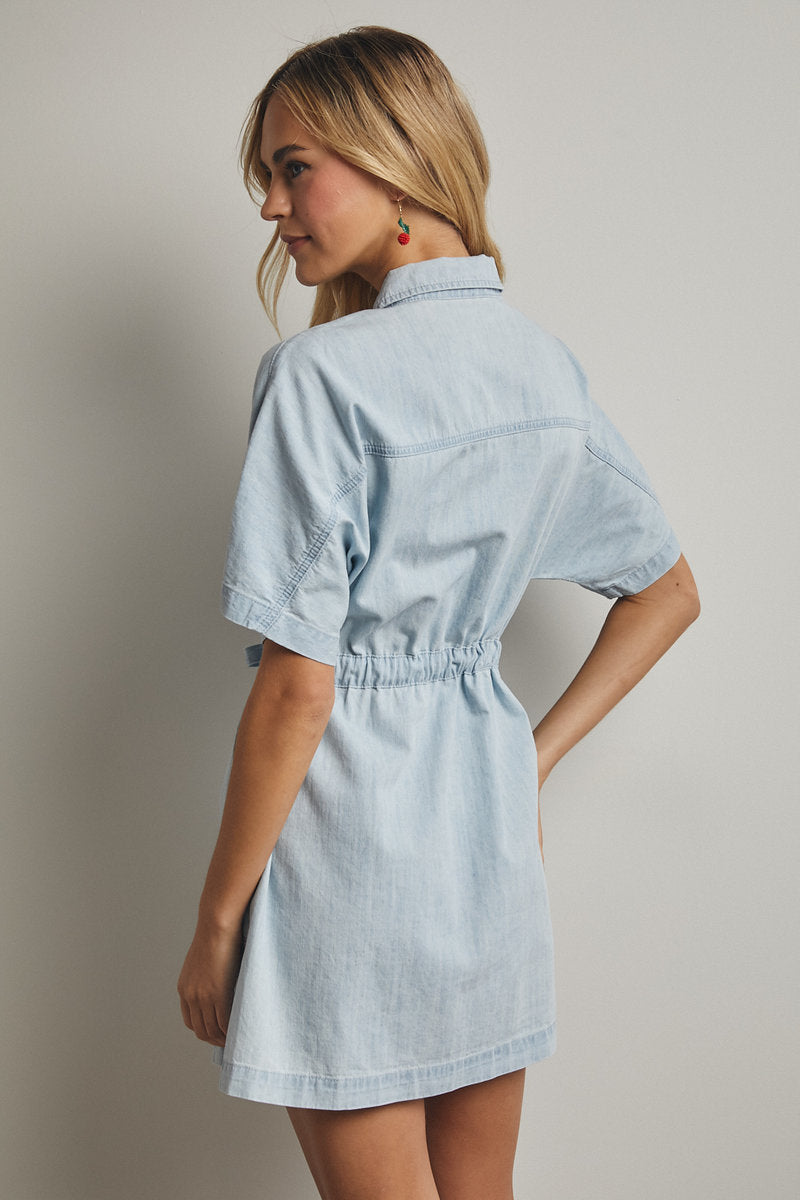 Collared Denim Mini Dress - LDN