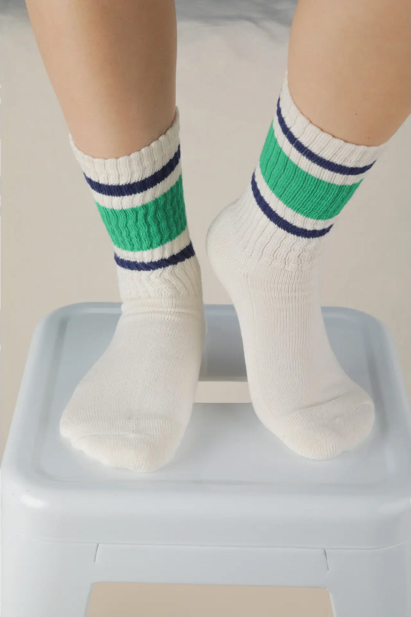 Color Block Crew Socks - GRN